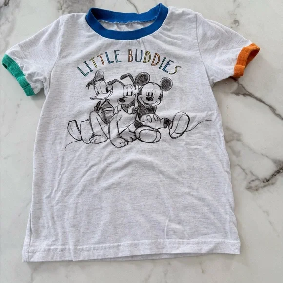 Disney Little Buddies T-Shirt - White with Blue, Green, and Orange Trim - Picture 5 of 6